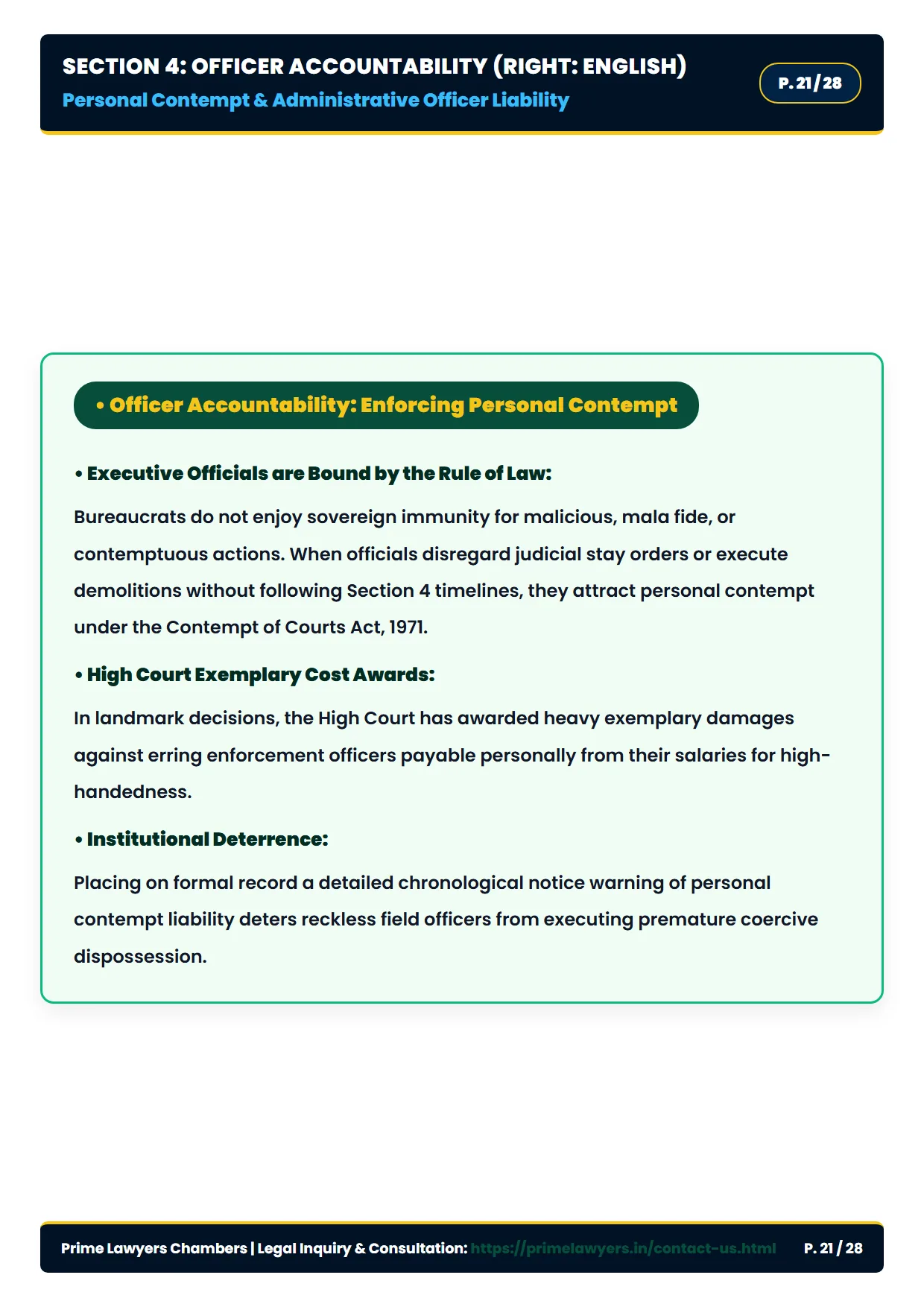 Page 21: Section 4 Officer Contempt & Personal Malice Liabilities (English)