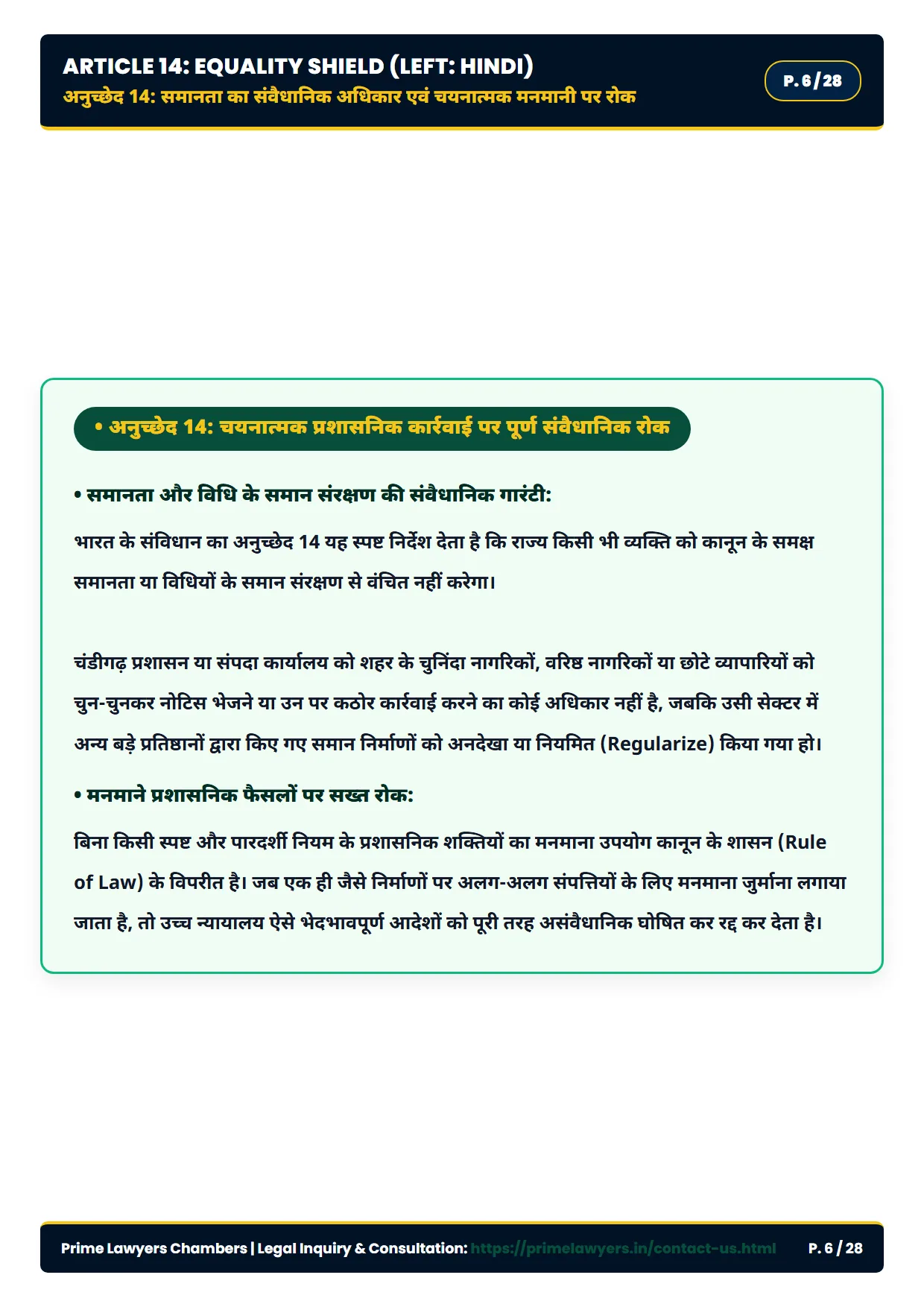 Page 6: Article 14 Equality Shield & Anti-Discrimination Doctrine (Hindi)