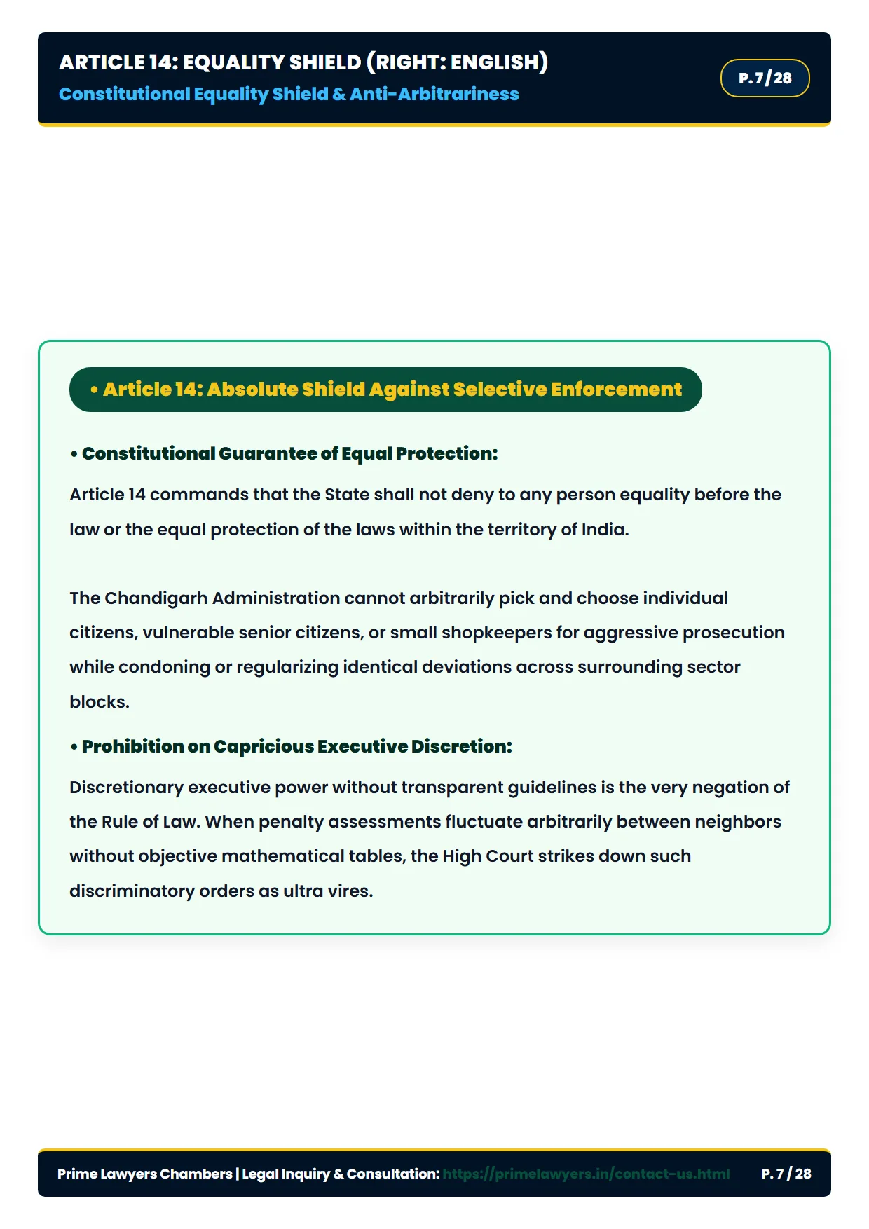 Page 7: Article 14 Equality Shield & Anti-Discrimination Doctrine (English)